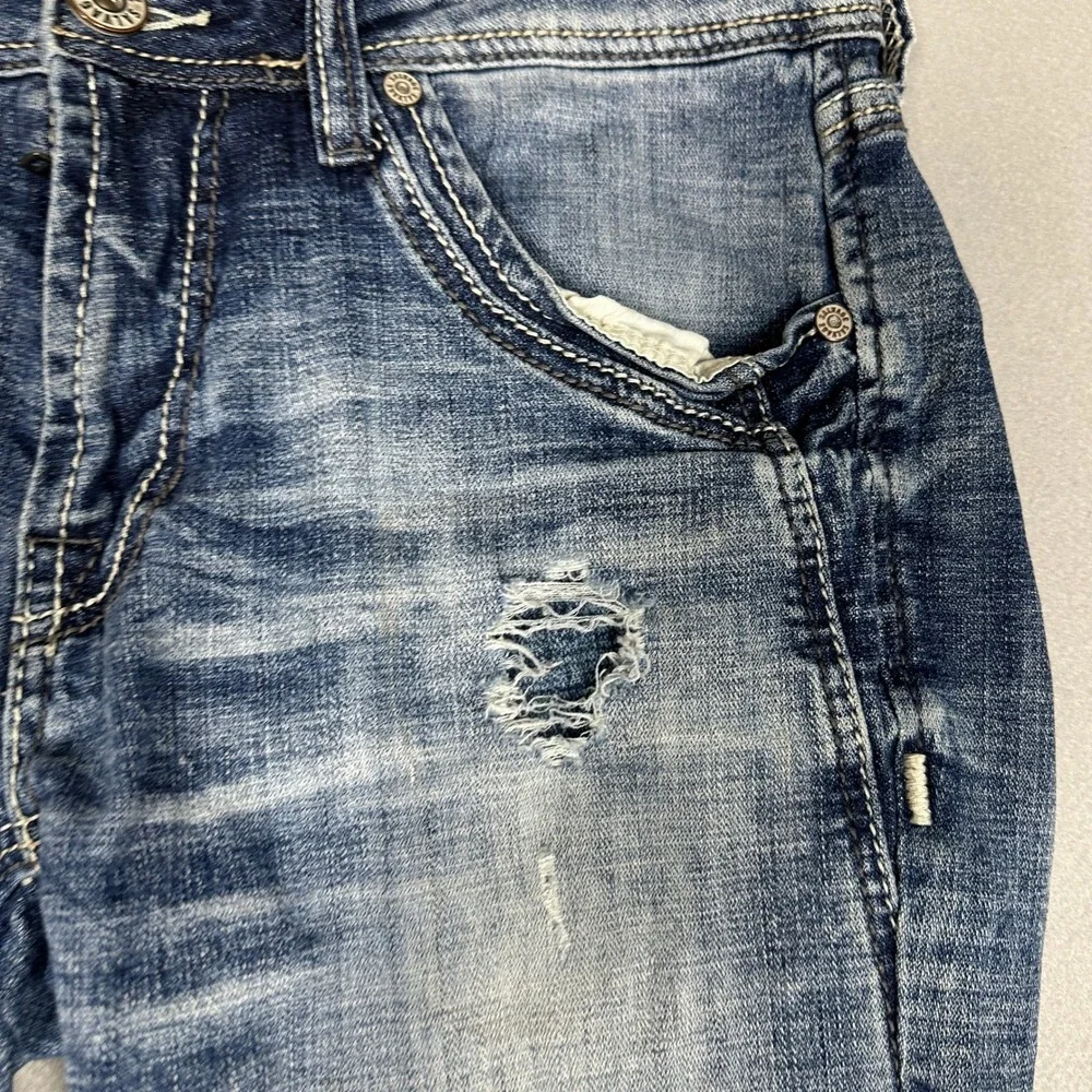 Salvage Supply Co Jeans Mens 32S Blue Havoc Straight Slim Fit Distressed Denim